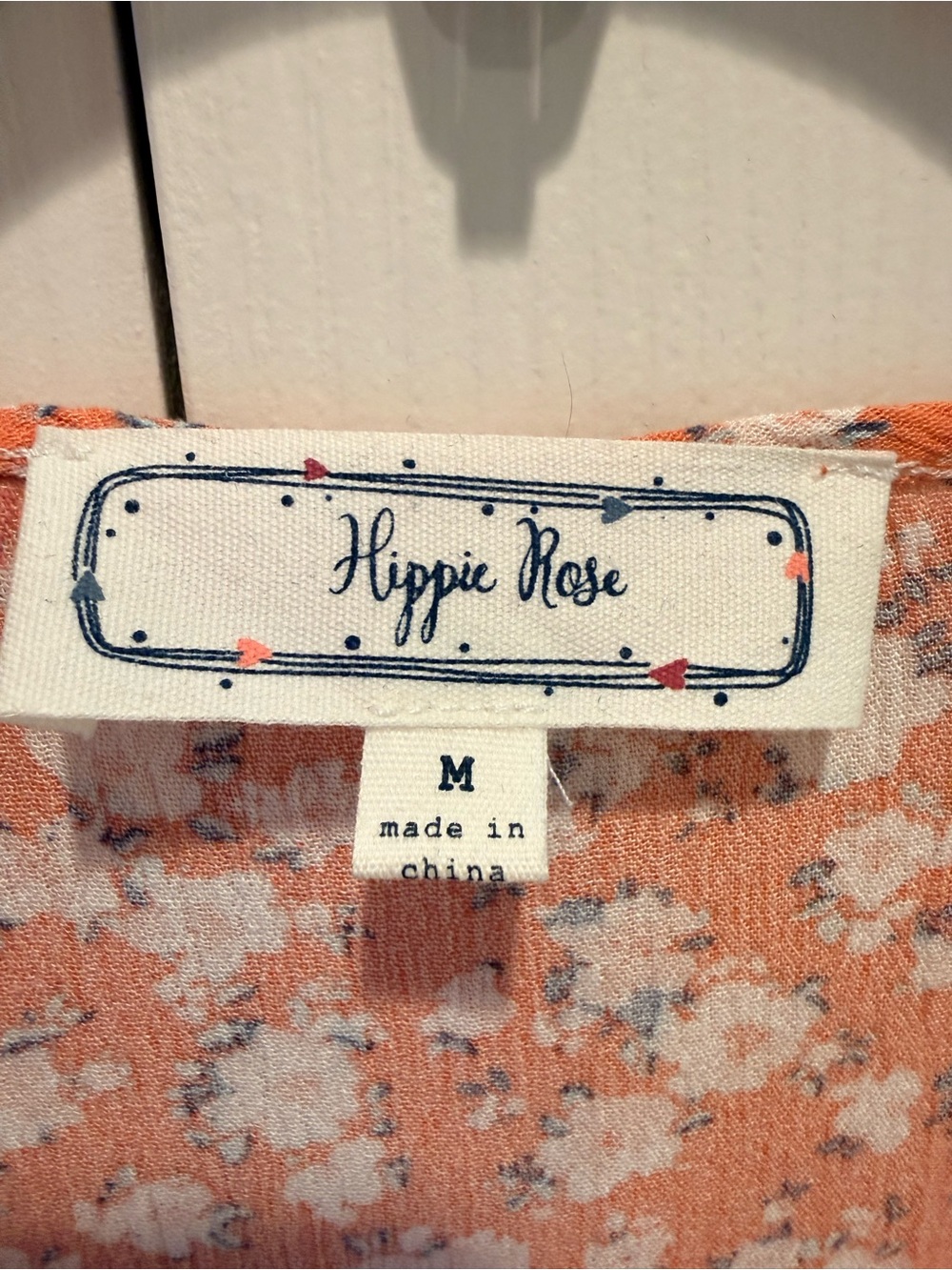 Hippie Rose Coral Floral V-Neck Button Peplum Embroidered Blouse Top - Picture 2 of 7
